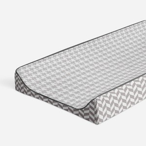Bacati - Houndstooth Quilted Muslin Changing Pad Cover Gray - 1 of 4