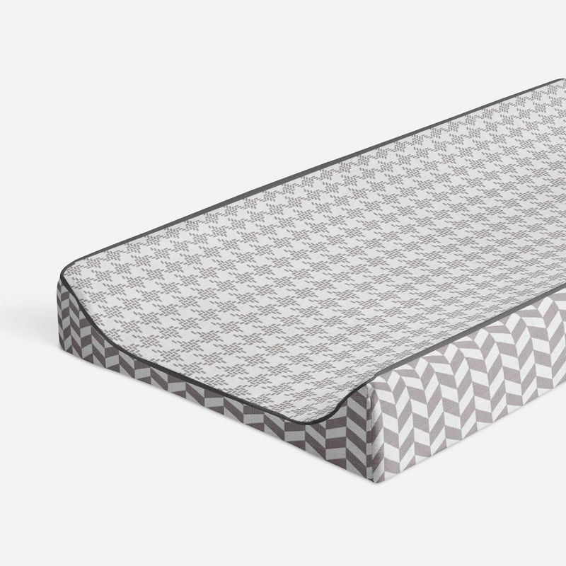 Bacati - Houndstooth Quilted Muslin Changing Pad Cover Gray, 1 of 11
