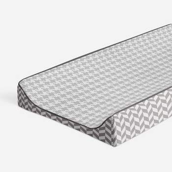 Bacati - Houndstooth Quilted Muslin Changing Pad Cover Gray