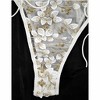 Womens One Piece Jumpsuits Lace Up Floral Top Mesh Sheer Embroidered Lingerie Bodysuit Tie Back - 3 of 4