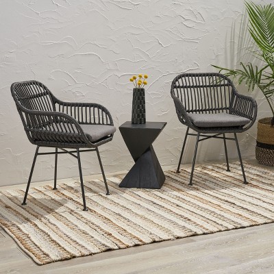 2pc Modern Outdoor Orlando Chairs with Water Resistant Cushions-Christopher Knight Home