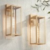 John Timberland Titan Modern Outdoor Wall Light Fixtures Set of 2 Soft Gold Rectangular Frame 20 1/4" Clear Glass for Post Exterior Barn - 2 of 4