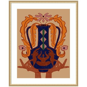 Kate and Laurel Vessel Collection Blossom by Arty Guava Framed Wall Art Print, 34 x 42, Florence Gold - 1 of 4