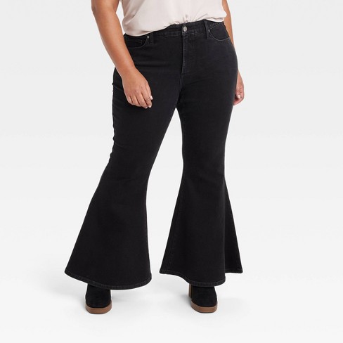 Women's High-rise Flare Jeans - Ava & Viv™ Black 30 : Target