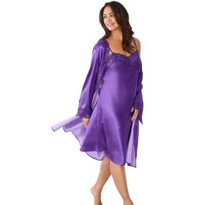 Amoureuse Plus Size The Luxe Satin Short Peignoir Set