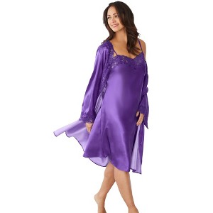 Amoureuse Plus Size The Luxe Satin Short Peignoir Set - 1 of 4