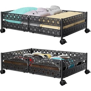 Under Bed Storage with Wheels, Tool-Free Assembly Metal Roll-Out Drawers for Shoes, Clothes & Blankets, Space-Saving Organizer - 1 of 4