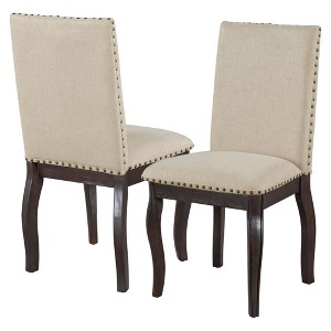 Vynxaria Espresso Set of 4 Upholstered Dining Chairs with Wood Frame - 1 of 4