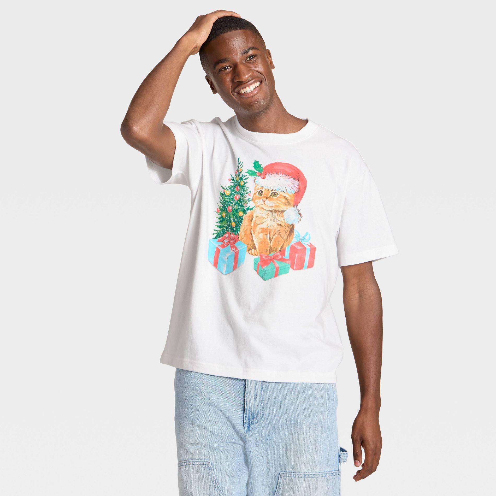 Men's Santa Kitten Graphic T-Shirt - Original Use™ White