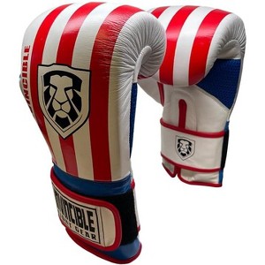 Invincible Fight Gear Hook & Loop Leather Training Boxing Gloves with USA Flag Colors – Ideal for Boxing, Kickboxing, Muay Thai, MMA, Men, Women, Kids - 1 of 4