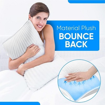 Set of 2 Cooling Down Alternative Gel Fiber Bed Pillows With 100% Cotton Cover, Pillow Cases Included. Standard Size - Gray