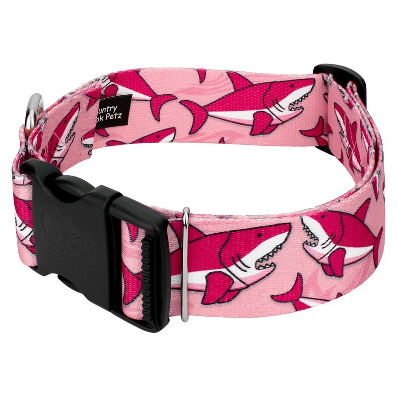 Country Brook Petz 1 1/2 Inch Deluxe Pink Sharks Dog Collar, 2 of 5