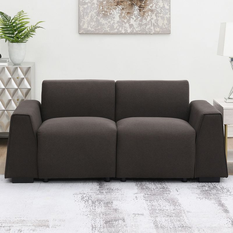 71" Modern Linen Fabric Sofa, Exquisite Wide Armrest Loveseat - ModernLuxe, 1 of 14