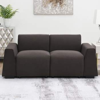 71" Modern Linen Fabric Sofa, Exquisite Wide Armrest Loveseat - ModernLuxe