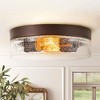 Rennnsan Solvar 11"W 2-Light Drum Seeded Glass Modern Dimmable Flush Mount - 4 of 4