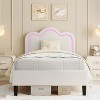 Twin Princess Kids Bed Frame w/ Light & Storage Drawer - Velvet Platform, Adjustable Headboard, Wood Slats, No Box Spring - 3 of 4