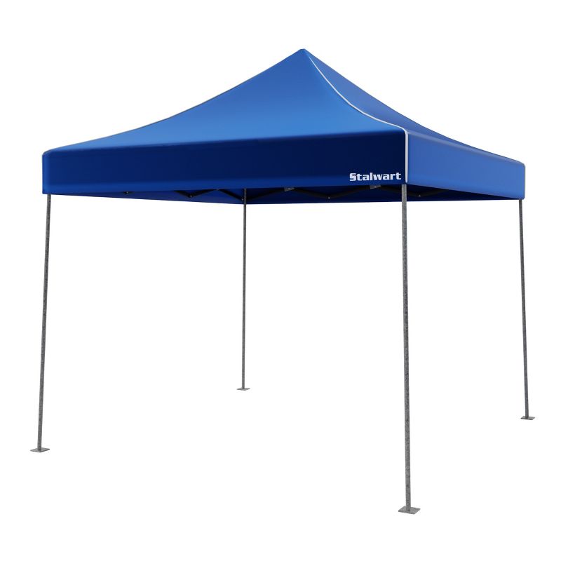 Pop-Up Canopy – Water-Resistant Outdoor Party Tent with Instant Set-Up, Easy Storage, and Portable Carry Bag – 10x10 Sun Shelter by Stalwart (Blue), 1 of 7