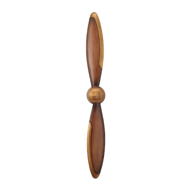 42&#34; x 5&#34; Metal Airplane Propeller 2 Blade Wall Decor with Aviation Detailing Brown/Gold - Olivia &#38; May, 5 of 7