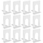 Juvale 12 Pack Metal Bookends for Shelves, Heavy Duty White Book Stoppers for Library, Living Room, or Office (5x6.6x 5.8 in)