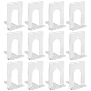 Juvale 12 Pack Metal Bookends for Shelves, Heavy Duty White Book Stoppers for Library, Living Room, or Office (5x6.6x 5.8 in)