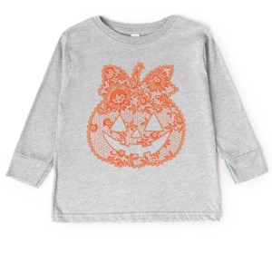 Pumpkin Doily Coquette - Youth Long Sleeve Graphic T-Shirt and Toddler Long Sleeve Graphic Tee - 1 of 3