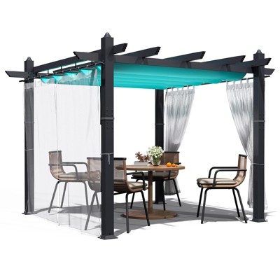 Aluminum Pergola with Adjustable Canopy, Outdoor Metal Gazebo with Reinforced Frame, Waterproof Sun Shade for Patio, Backyard, Garden