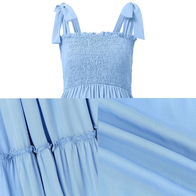 Women's Maternity Smocked Summer Dress Boho Casual Spaghetti Strap Square Neck Sleeveless Maxi Dress Baby Shower, 5 of 8