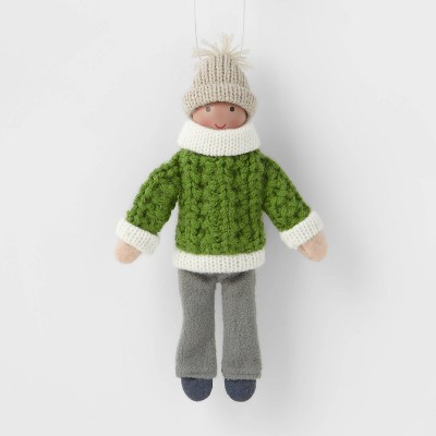 Snowkid with Green Sweater and White Hat Christmas Tree Ornament - Wondershop™