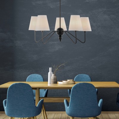 Skylar 32" Black Iron 5-Light Classic Minimalist Chandelier