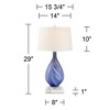 Possini Euro Design Taylor Modern Table Lamp with Square Black Riser 29" Tall Blue Art Glass White Shade for Bedroom Living Room Bedside Nightstand - 4 of 4
