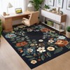 2'*6' Rugs Non-Slip ¨C Floral Print Area Rug Soft Low Pile Carpet | Machine Washable Black Throw Rug with TPR Backing - 3 of 4