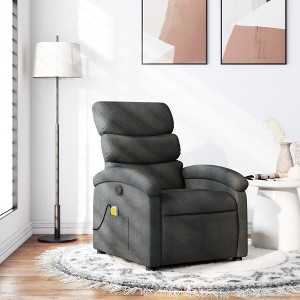 vidaXL Massage Recliner Chair Dark Gray Fabric - 1 of 4