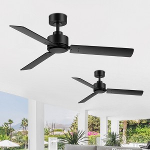 Airsurfer 48" Matte Black Propeller Ceiling Fan Without Light, 3 Flat Black Blades, Remote Control Included (2-Pack) - 1 of 4