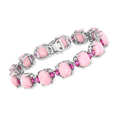 Ross-Simons Pink Opal and 4.00 ct. t.w. Rhodolite Garnet Bracelet in Sterling Silver