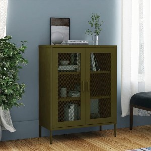 VidaXL Storage Cabinet Olive Green 31.5"x13.8"x40" Steel - 1 of 4