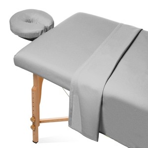 Saloniture 3-Piece Flannel Massage Table Sheet Set - Soft Cotton Flat and Fitted Sheets with Face Cradle Cover - 1 of 3