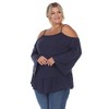 Plus Size Cold Shoulder Ruffle Sleeve Top -White Mark - 2 of 4