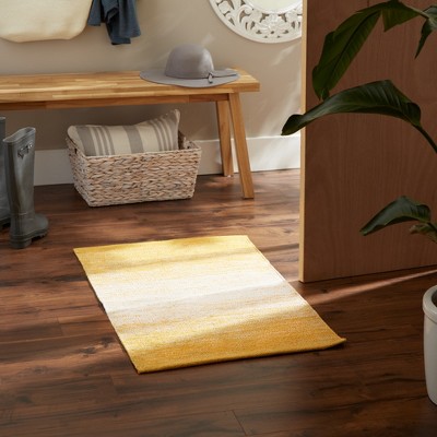 Honey Gold Ombre Stripe Cotton Rectangular Rug 24" x 36"