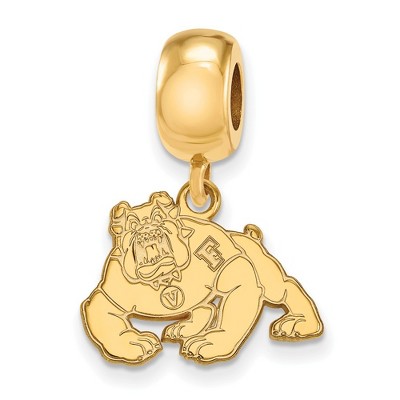Black Bow Jewelry 14k Yellow Gold Plated Sterling Silver California State Fresno Bulldogs NCAA Bead Charm