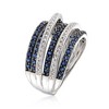 Ross-Simons 1.00 ct. t.w. Sapphire and .15 ct. t.w. Diamond Highway Ring in Sterling Silver - 3 of 4
