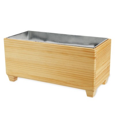 Natural Pine and Galvanized Metal Beverage Tub
