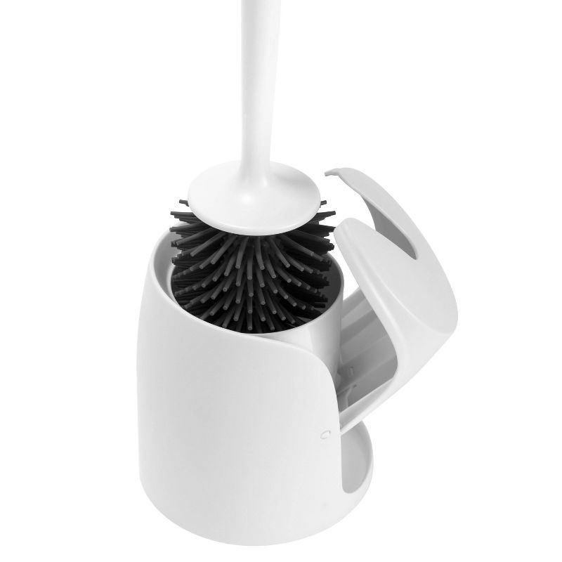 Toilet Brush &#38; Holder with Self Closing Lid With Soft Bristles White - Bath Bliss, 3 of 9