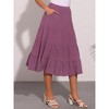 INSPIRE CHIC Women's Midi Solid Elastic Waist Flare Tiered A-Line Skirt with Pockets - 3 of 4