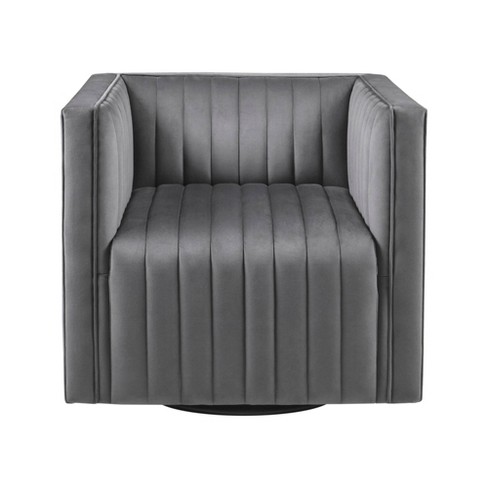 Felipe Channel Tufted Swivel Armchair Gray Madison Park Target