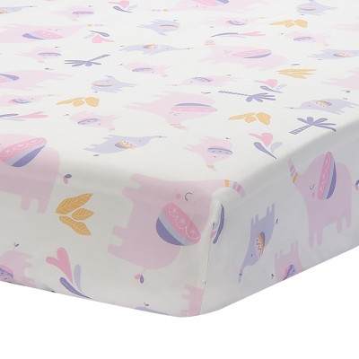 Bedtime Originals Elephant Dreams Fitted Crib Sheet - White, Animals, Jungle