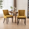 NicBex Set of 2 Retro Fabric Dining Chairs with Thick Cushions & Bronze Nailheads, Solid Wood Legs Comfy Kitchen Side Chairs - 2 of 4