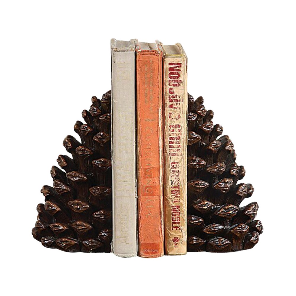 Photos - Other interior and decor Resin Pinecone Bookends - Storied Home: Bronze Finish, Durable Shelf Decor