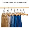 HOUSE DAY Wooden Pants Hangers 10 Pack Non Slip Skirt Jeans Hanger with 360° Swivel Hook Natural 10 Pack - 2 of 4