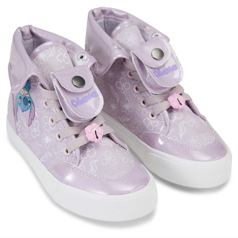 Мужские кроссовки Disney Girls Lilo & Stitch Sneakers - Lilo and Stitch High Top Athletic Shoes - Lilo and Stitch High Top Lace Up Sneakers (Lavender, 13)