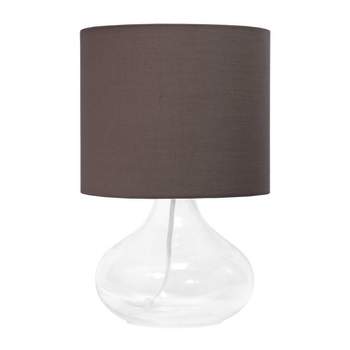 Clear Glass Raindrop Table Lamp with Fabric Shade Gray - Simple Designs